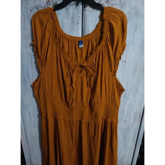 Old Navy  Ruffled Maxi Peasant Dress 3x Mustard Boho  Cottage Core - Picture 2 of 9